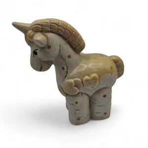Vintage 1990s Hand painted Ceramic Stuffed Animal Unicorn Figurine Nursery